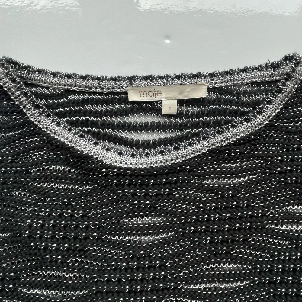 Maje Melodie Jacquard Metallic Open Knit Sweater / Size 1 / Small - Picture 9 of 13